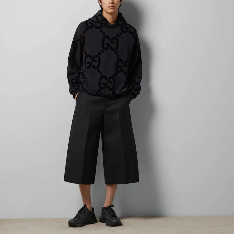 GUCCI Gg Flocked Printed Fleece Hoodie-5
