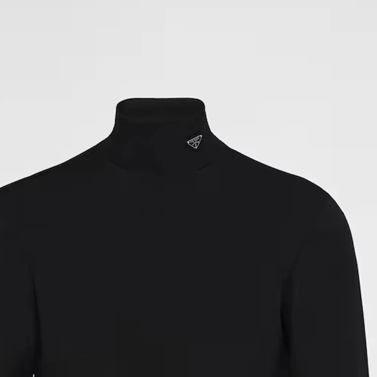 PRADA Triangle logo Roll neck Top-4