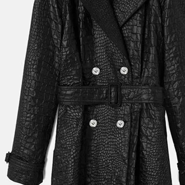 VERSACE Embossed Belted Trench Coat-5