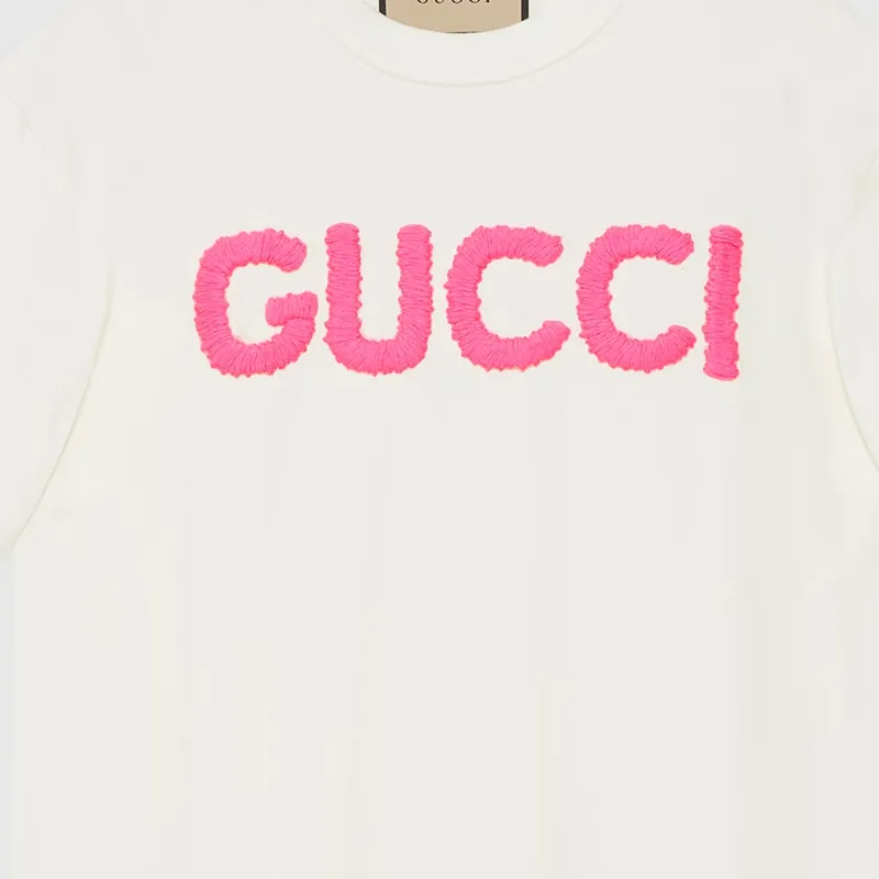 GUCCI Logo Embroidered Crewneck T-Shirt-7