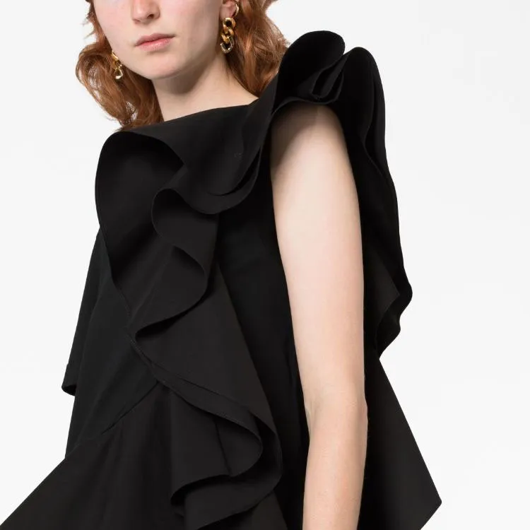 Alexander McQueen Asymmetric Ruffled Crewneck Top-6