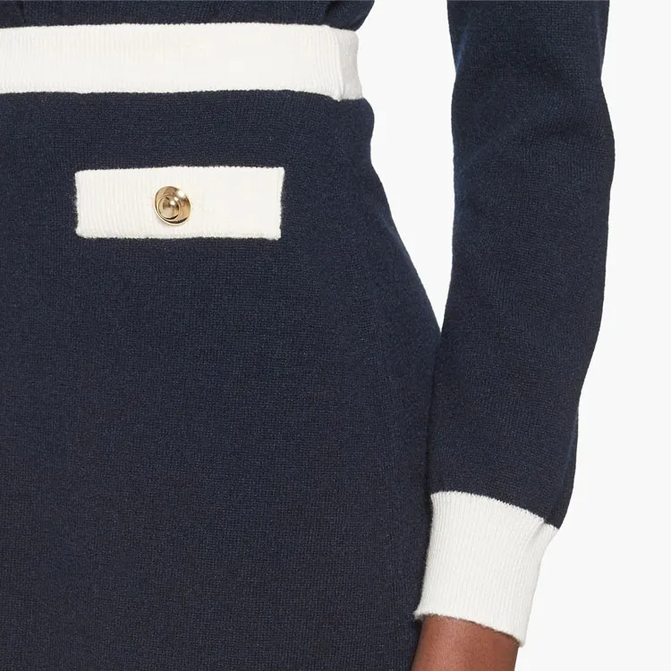 MIU MIU FW22 Casual Long Skirts Women's Navy Blue-4