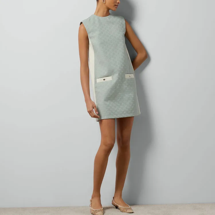 GUCCI SS24 Sleeveless Dress Women's Light Blue-1