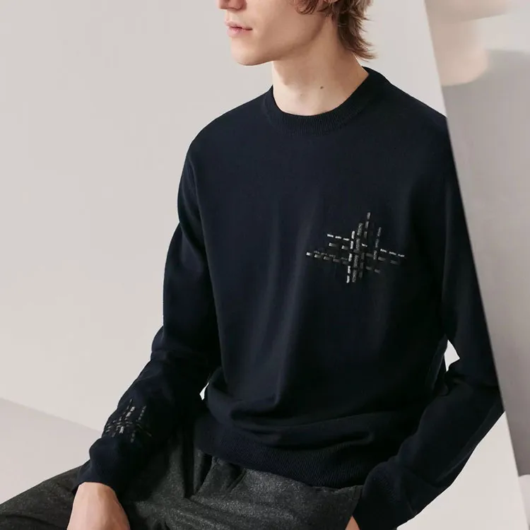 HERMES FW23 Sweater Men's Marine Blue-1