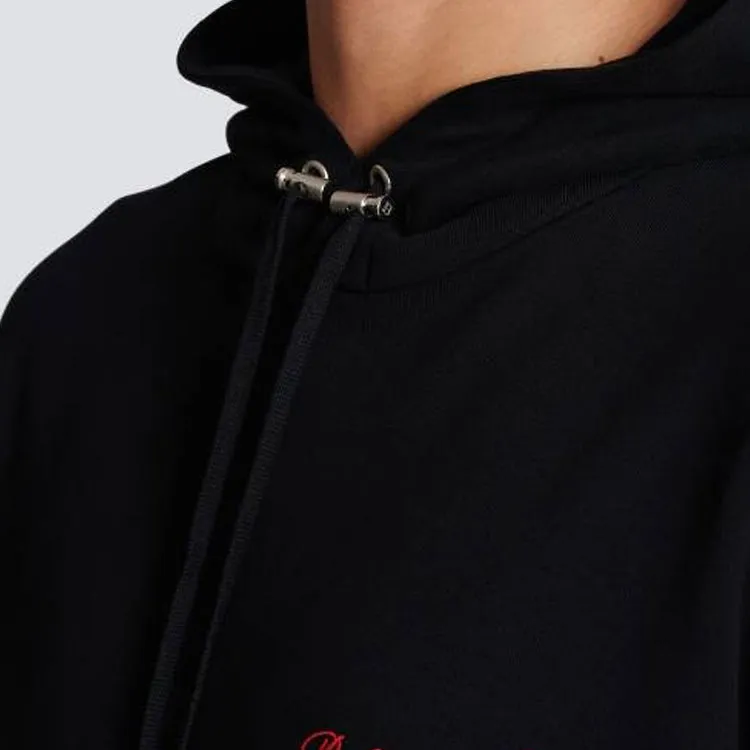 BALMAIN Signature Embroidered Drawstring Hoodie-4