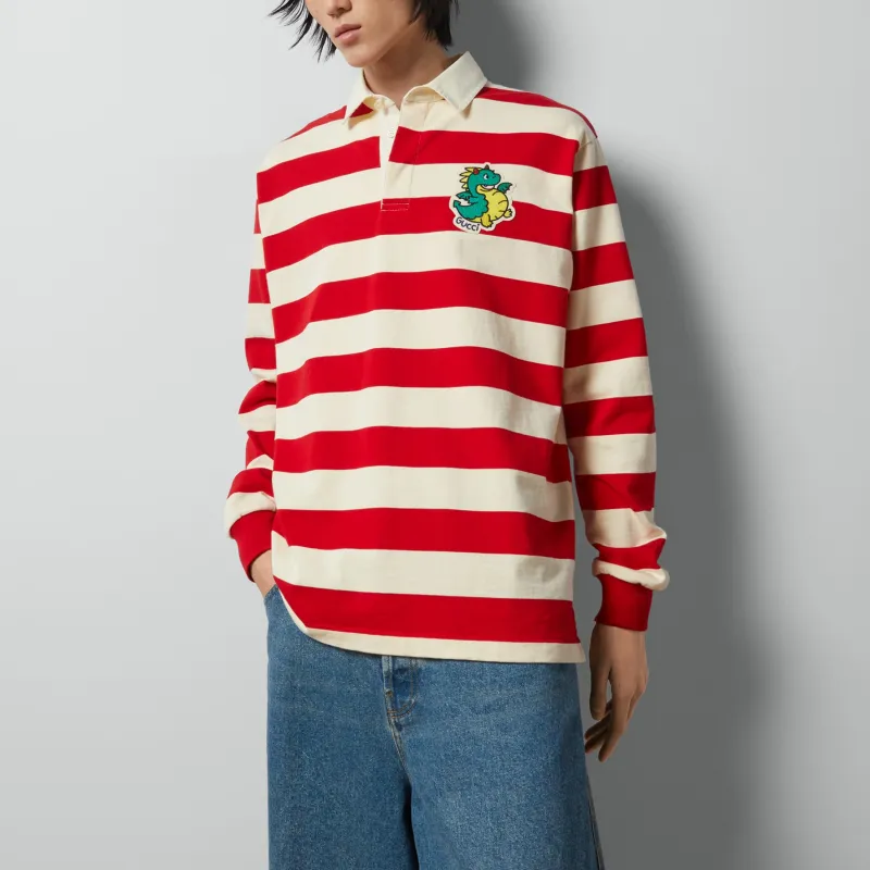 GUCCI Chinese New Year SS24 Polo Shirt Men's Red White-3