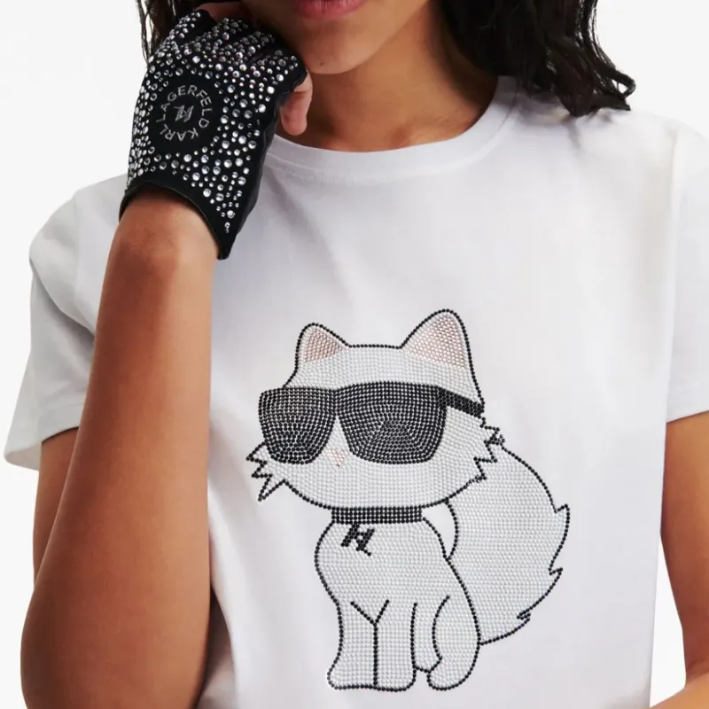 KARL LAGERFELD / Karl Lagerfeld Jeans Ikonik 2.0 Choupette Embellished Crewneck T-Shirt-6