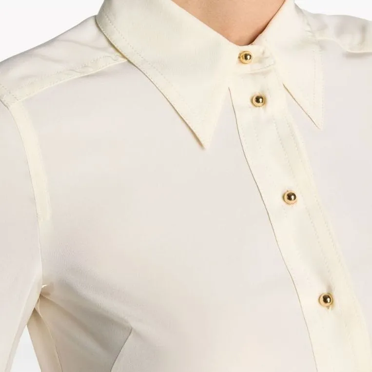 St. John Topstitch-detail Silk Blouse-3