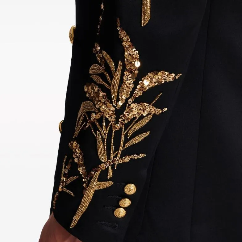 BALMAIN Bamboo-embroidered Satin Blazer-6