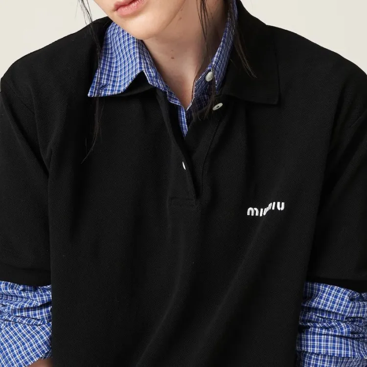 MIU MIU SS24 Polo Shirt Women's Black - POIZON