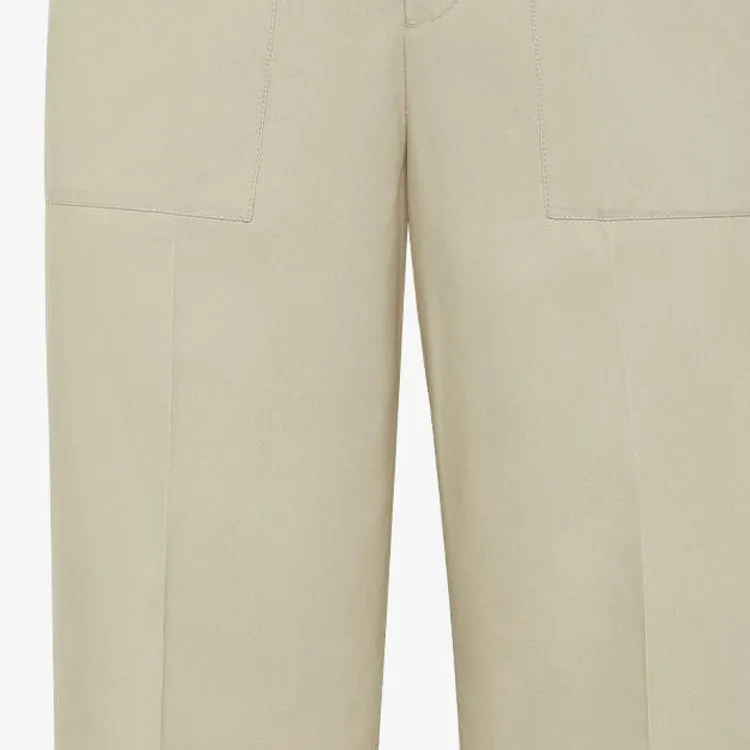 FENDI Logo Plaque Straight Leg Tailored Pants-3