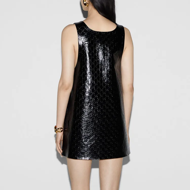 GUCCI GG debossed Leather Minidress-3