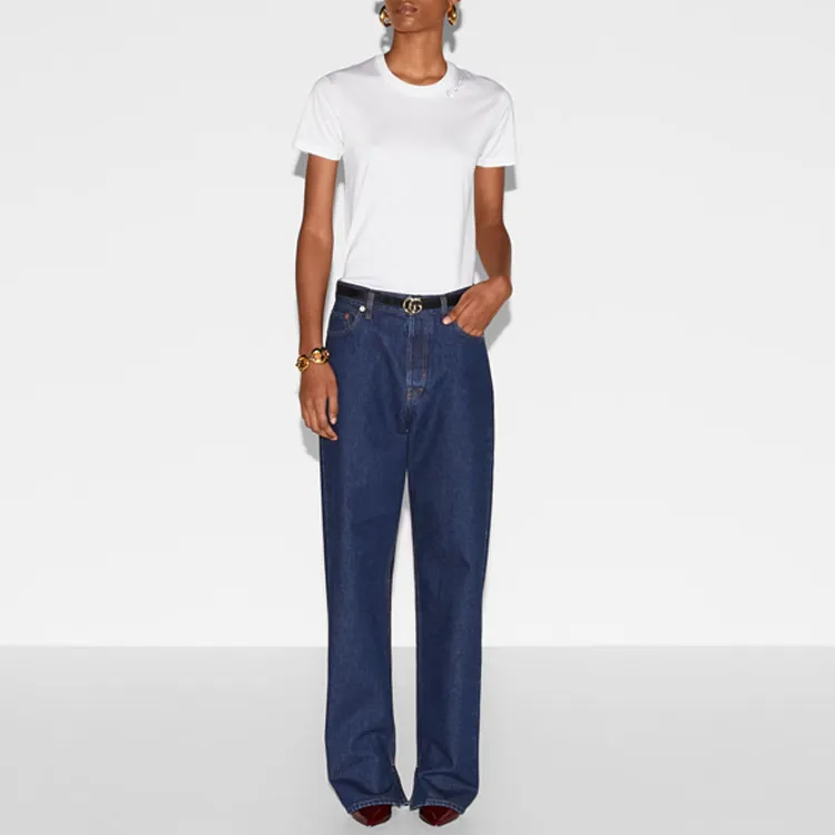 GUCCI Crystal logo Cotton T shirt-1