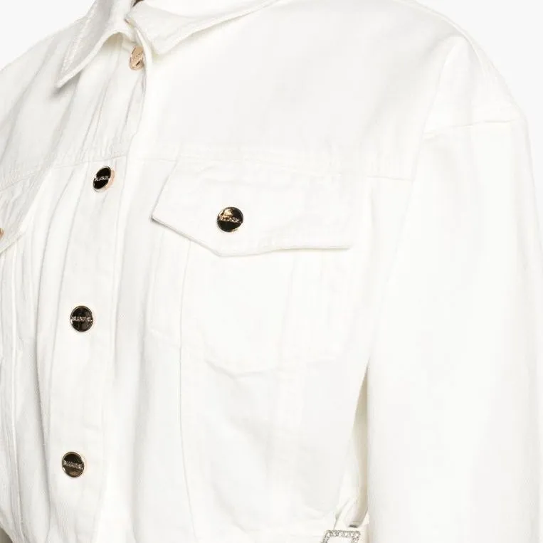 BLUGIRL BLUMARINE SS24 Denim Jacket Women's Chalk White-4