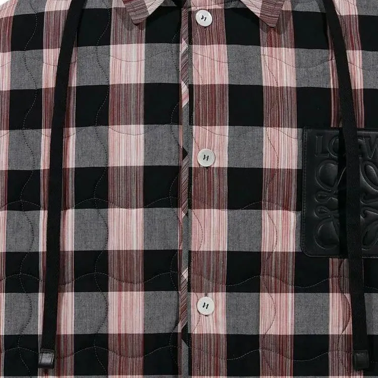 LOEWE Quilted Check Hooded Shirt-5