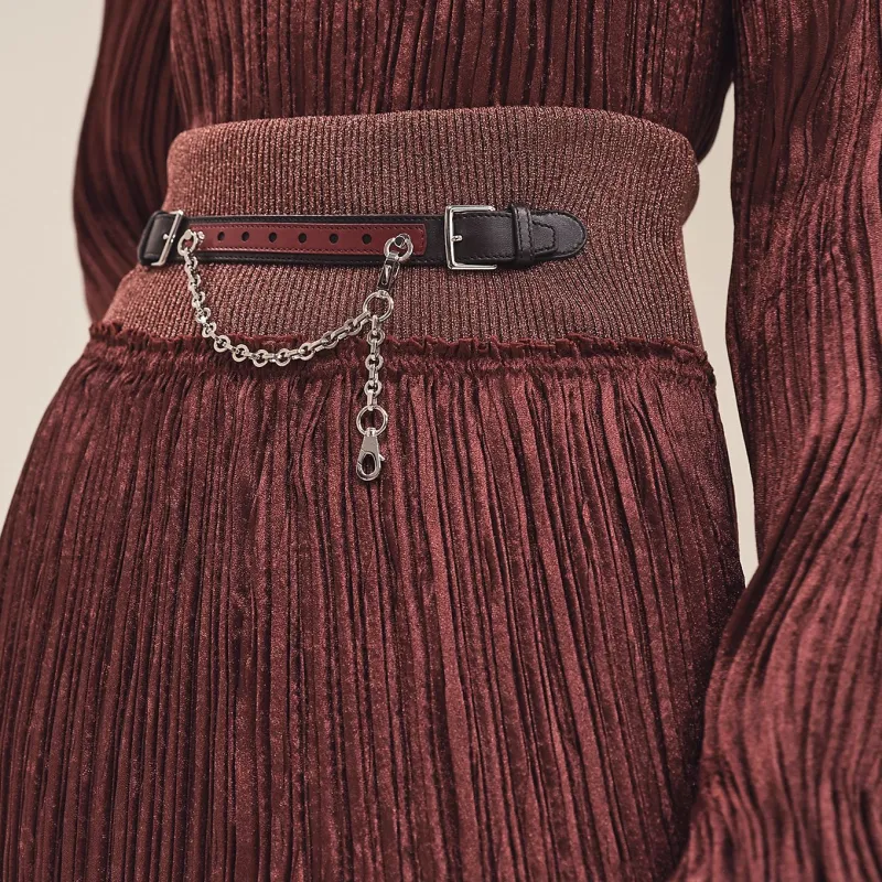 HERMES Casual Long Skirts Women's Mahogany Brown-3