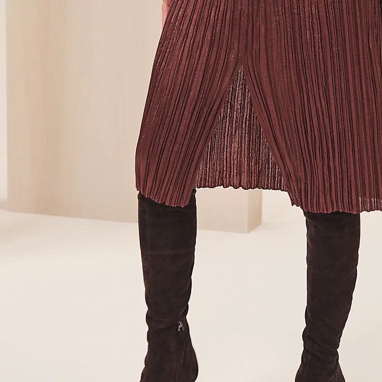 HERMES Casual Long Skirts Women's Mahogany Brown-5