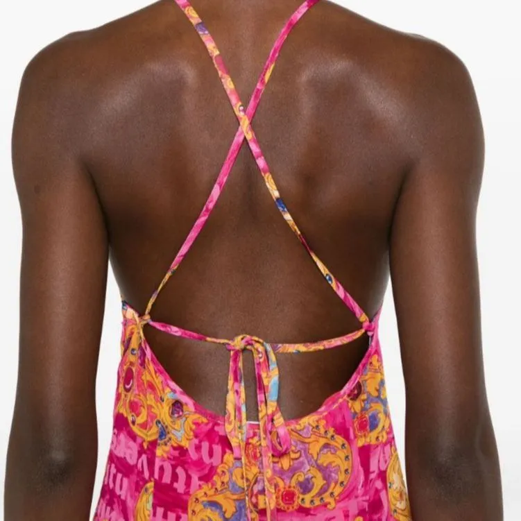 VERSACE JEANS COUTURE SS24 Sleeveless Dress Women's Peach Pink-4