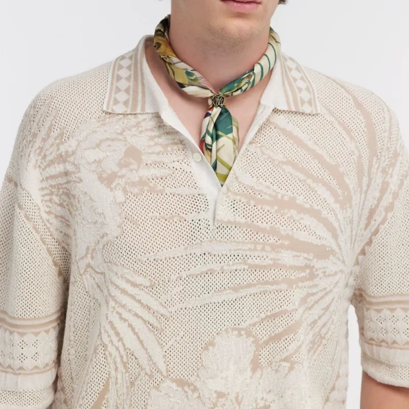 Roberto Cavalli SS24 Polo Shirt Men's Ecru-4