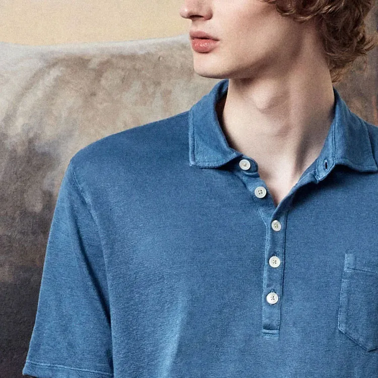 Massimo Alba Textured finish Linen Polo Shirt-3