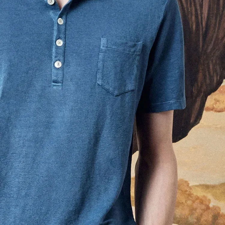 Massimo Alba Textured finish Linen Polo Shirt-5