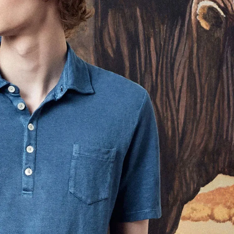Massimo Alba Textured finish Linen Polo Shirt-4