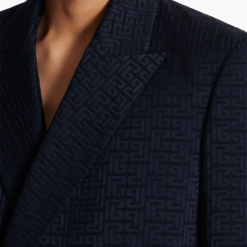 BALMAIN PB monogram Satin Blazer-5