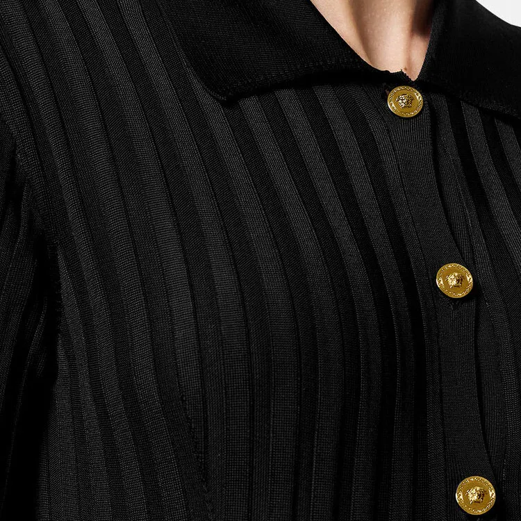 VERSACE Short Sleeved Button Up Knitted Shirt-4