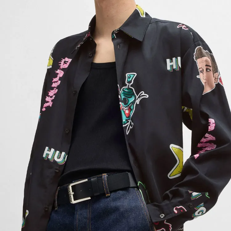 HUGO BOSS Graphic Print Cotton Shirt-5