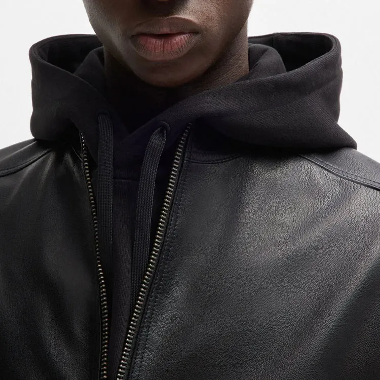 HUGO BOSS Leather Jacket Men's Black-5