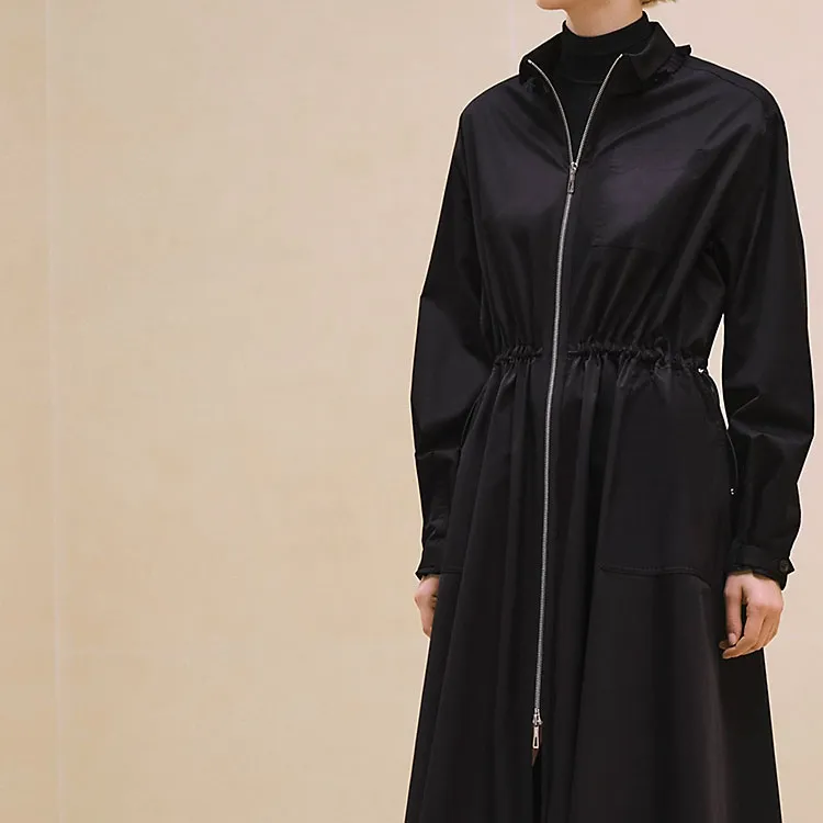 HERMES FW24 Long Sleeved Dresses Women's Black-5