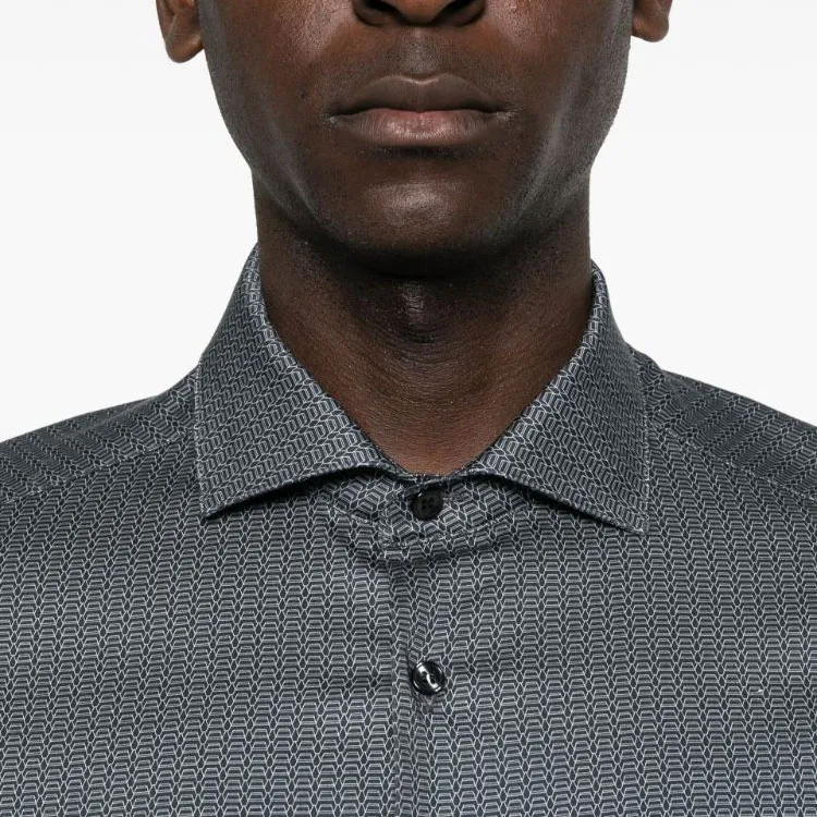 EMPORIO ARMANI Geometric print Poplin Shirt-4