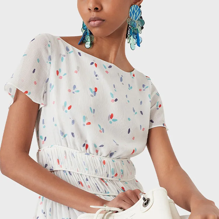 EMPORIO ARMANI Short Sleeved Dresses Women's White-4