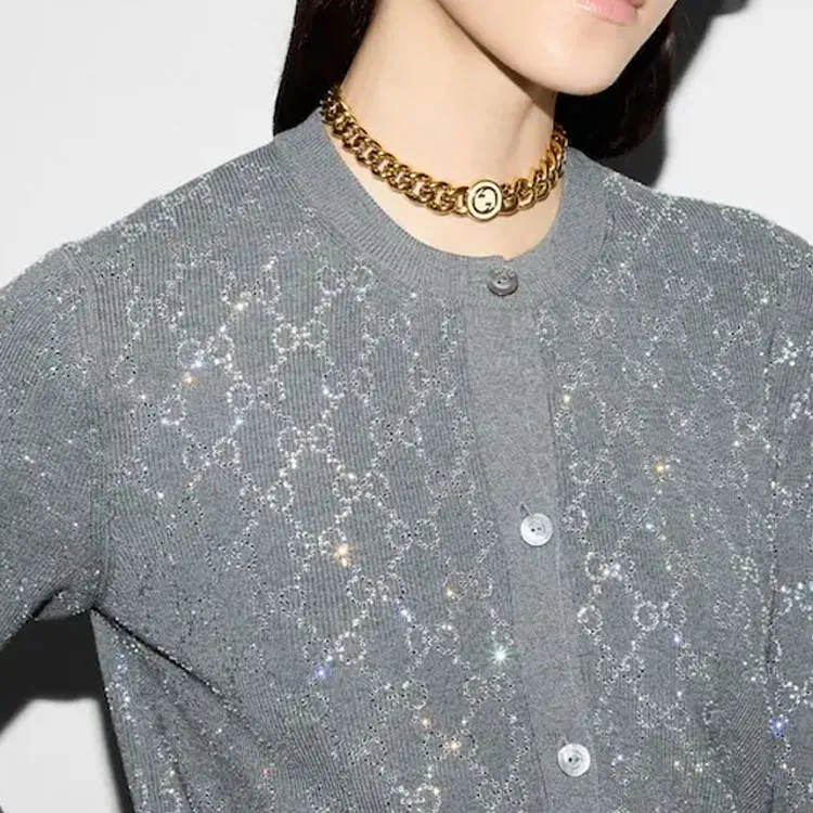 GUCCI Gg Embellished Cardigan-5