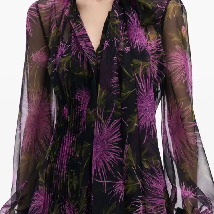 Oscar De La Renta Chrysanthemum Chiffon Maxi Dress-4