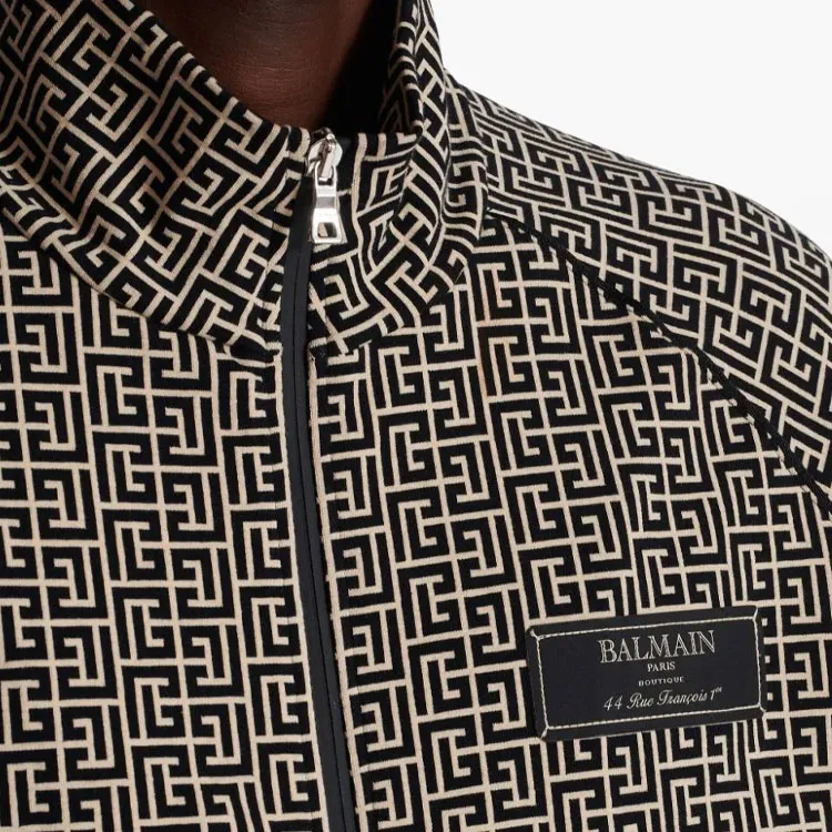 BALMAIN Monogram jacquard Zip up Bomber Jacket-5