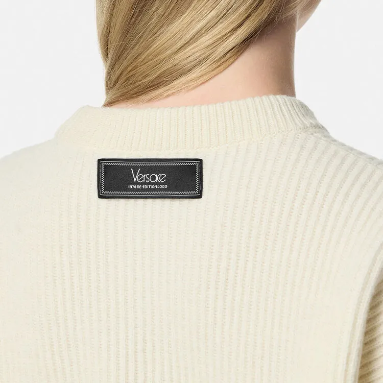 VERSACE Logo Embroidered Knitted Jumper-4
