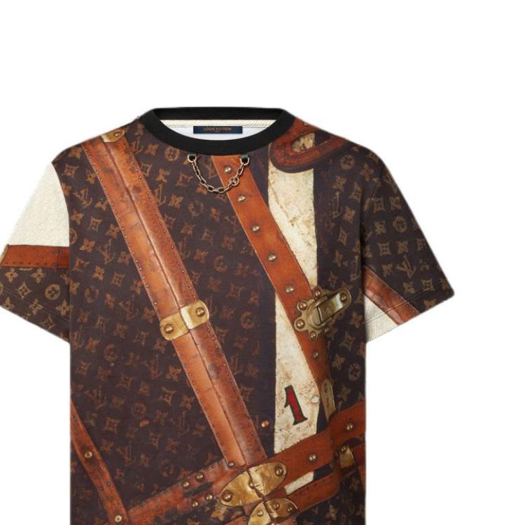 Tシャツ・カットソー DAKS Brown European imported leather Louis Embo DD pattern D LOUIS VUITTON T-Shirts Women's Brown - POIZON