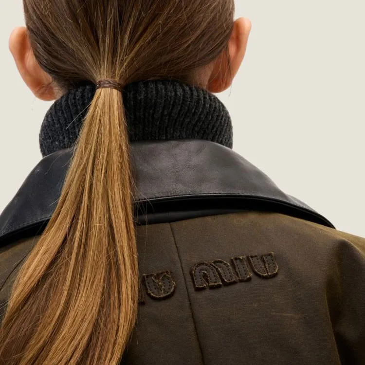 MIU MIU Waxed Canvas Padded Jacket 'Ebony'-5