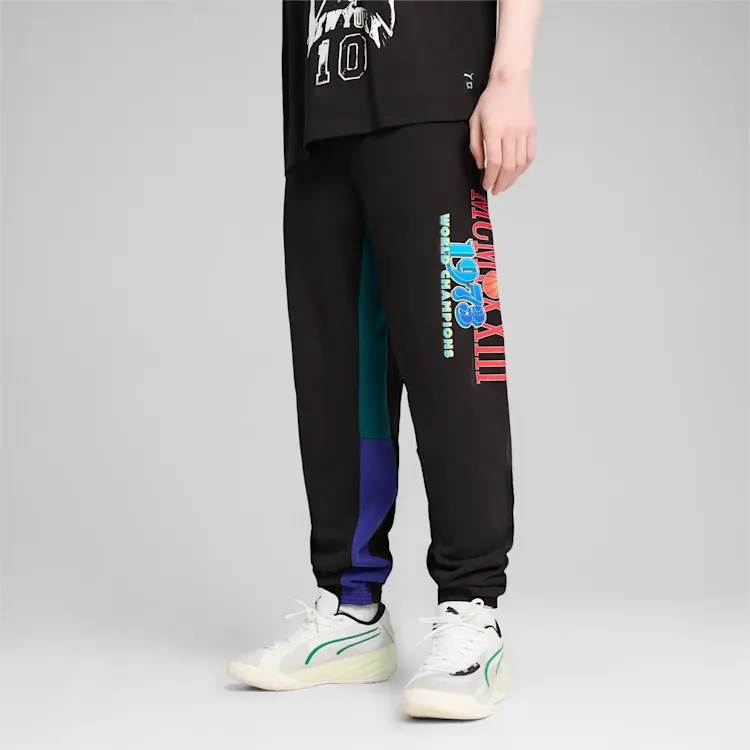 PUMA Basketball Collection Knitted Sweatpants Men's Black-4