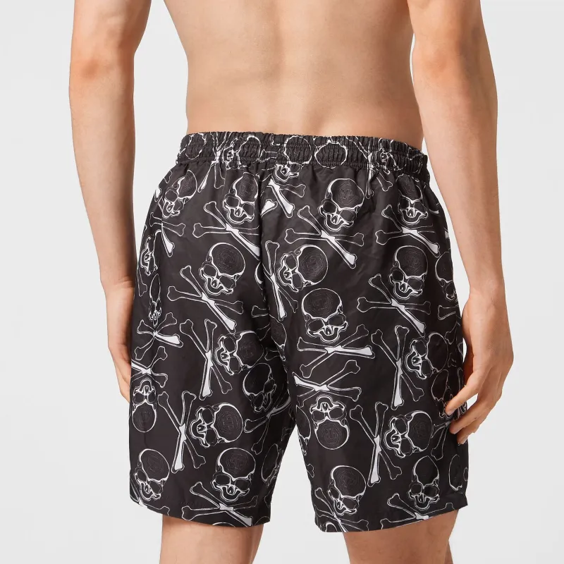 PHILIPP PLEIN Skull print Drawstring Swim Trunks-2
