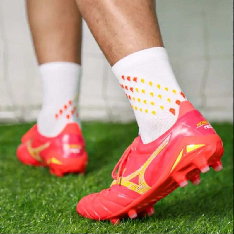 Mizuno Morelia Neo FG Rubber Long Studs Cushioning Anti Slip And Wear Resistant Soccer Shoes Men's Red Yellow-4