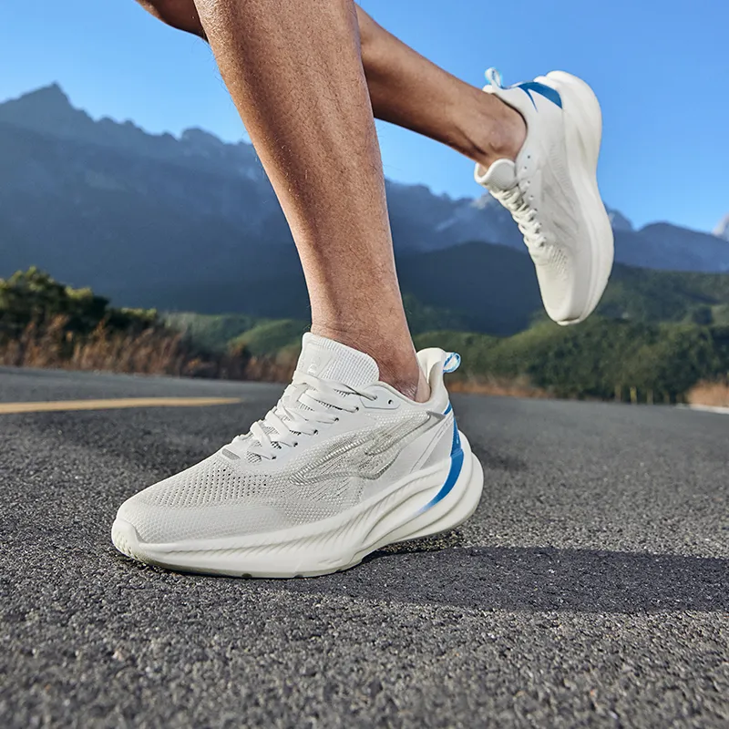 Erke Wind Chase 2.0 V2 Cushioned Slip-Resistant Abrasion-Resistant Breathable Low-Top Running Shoes Men's White Blue-5