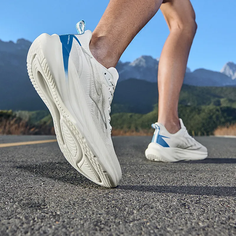 Erke Wind Chase 2.0 V2 Cushioned Slip-Resistant Abrasion-Resistant Breathable Low-Top Running Shoes Men's White Blue-6