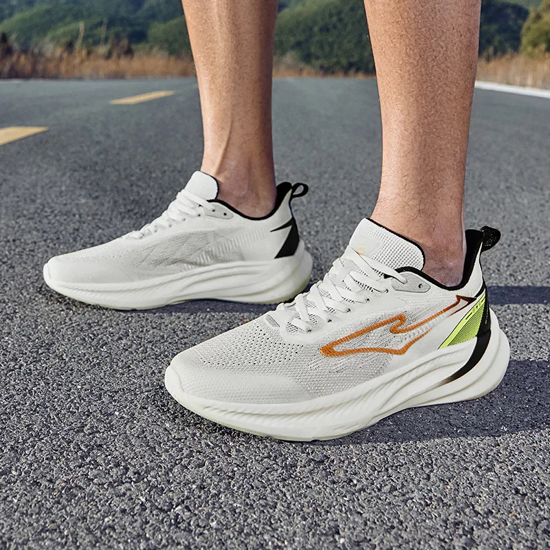 Erke Wind Chase 2.0 V2 Cushioned Wear Resistant Breathable Low Top Sprint Running Shoes Men's White Green-4