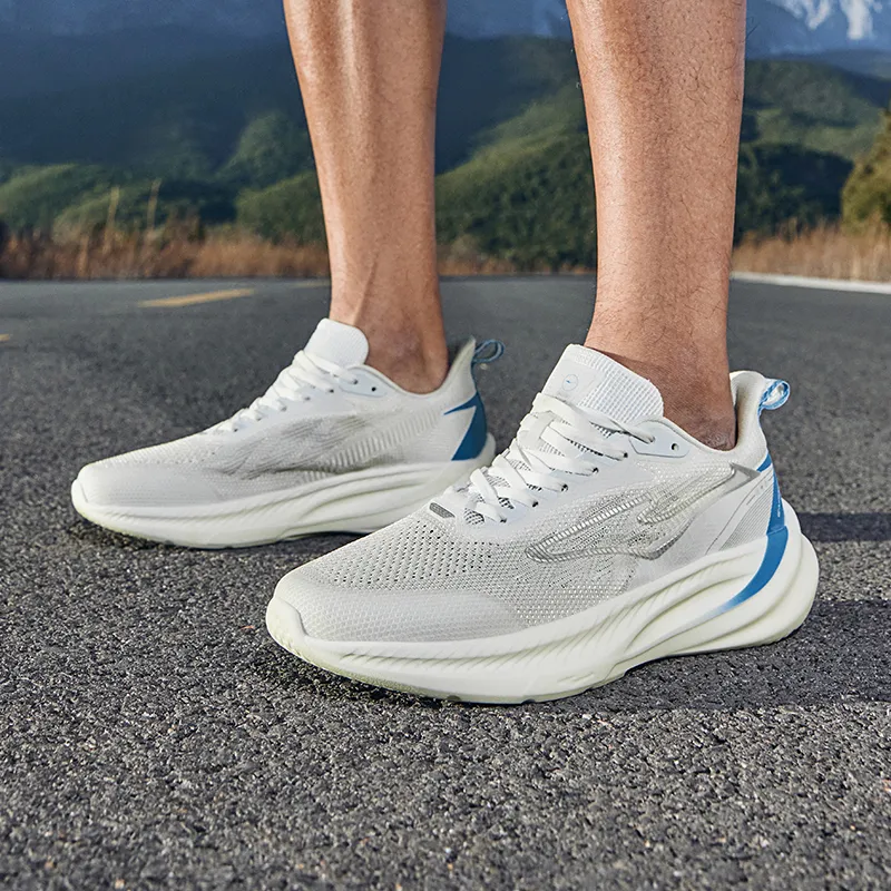 Erke Wind Chase 2.0 V2 Cushioned Slip-Resistant Abrasion-Resistant Breathable Low-Top Running Shoes Men's White Blue-4