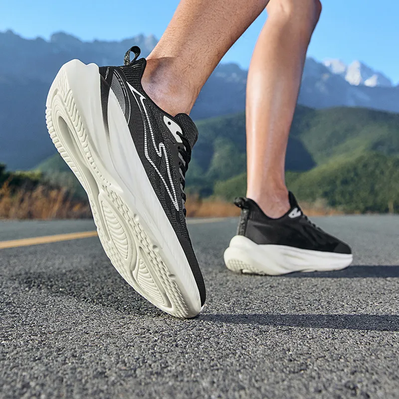 Erke Wind Chase 2.0 V2 Cushioned Wear-Resistant Breathable Low-Top Casual Running Shoes Men's Black White-7