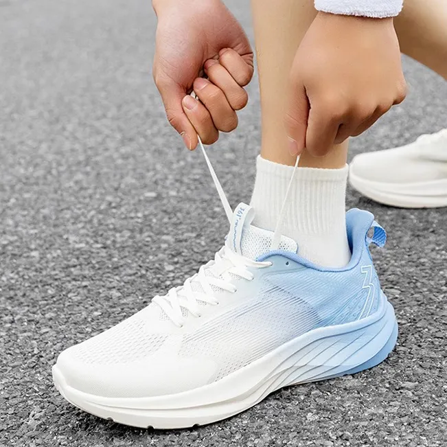 361° Cushioned Wear-Resistant Breathable Low-Top Running Shoes Men's White Blue-3