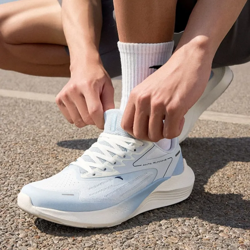 Anta New Stinger Cushioned Slip Resistant Lightweight Low Top Running Shoes Men's Gray Blue-4