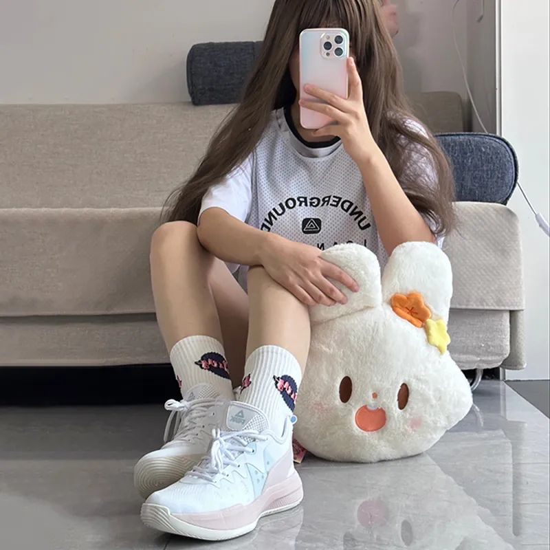 PEAK Lanying Cushioning Anti Slip And Wear Resistant Lightweight Rebound Low Top Basketball Shoes Unisex White Pink-7